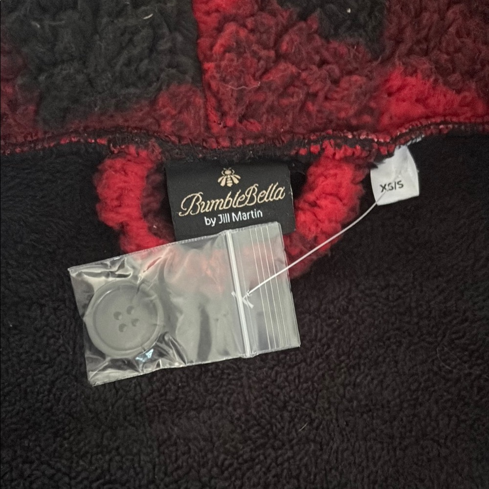 BumbleBella Red and Black Plaid Sherpa Jacket - Picture 3 of 4